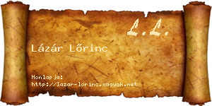 Lázár Lőrinc névjegykártya